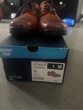Stafford Kids Dress Shoes in Cognac Brown